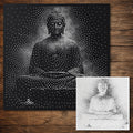 Buddha in Misty Meditation Stencil | Realistic & Highly Detailed DIY Mylar Wall Art, Stipple Art Crafts (Large - 300mm / 12" approx)