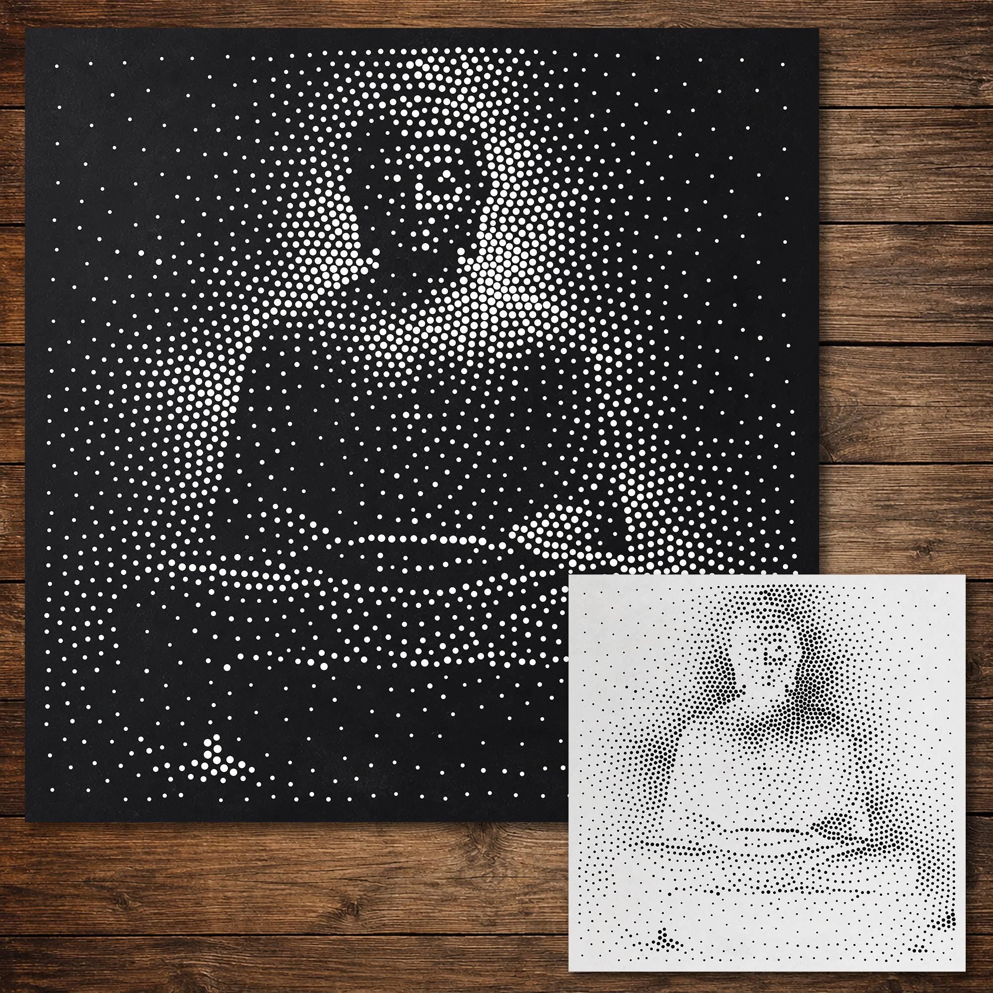 Buddha in Misty Meditation Stencil | Realistic & Highly Detailed DIY Mylar Wall Art, Stipple Art Crafts (Large - 300mm / 12" approx)