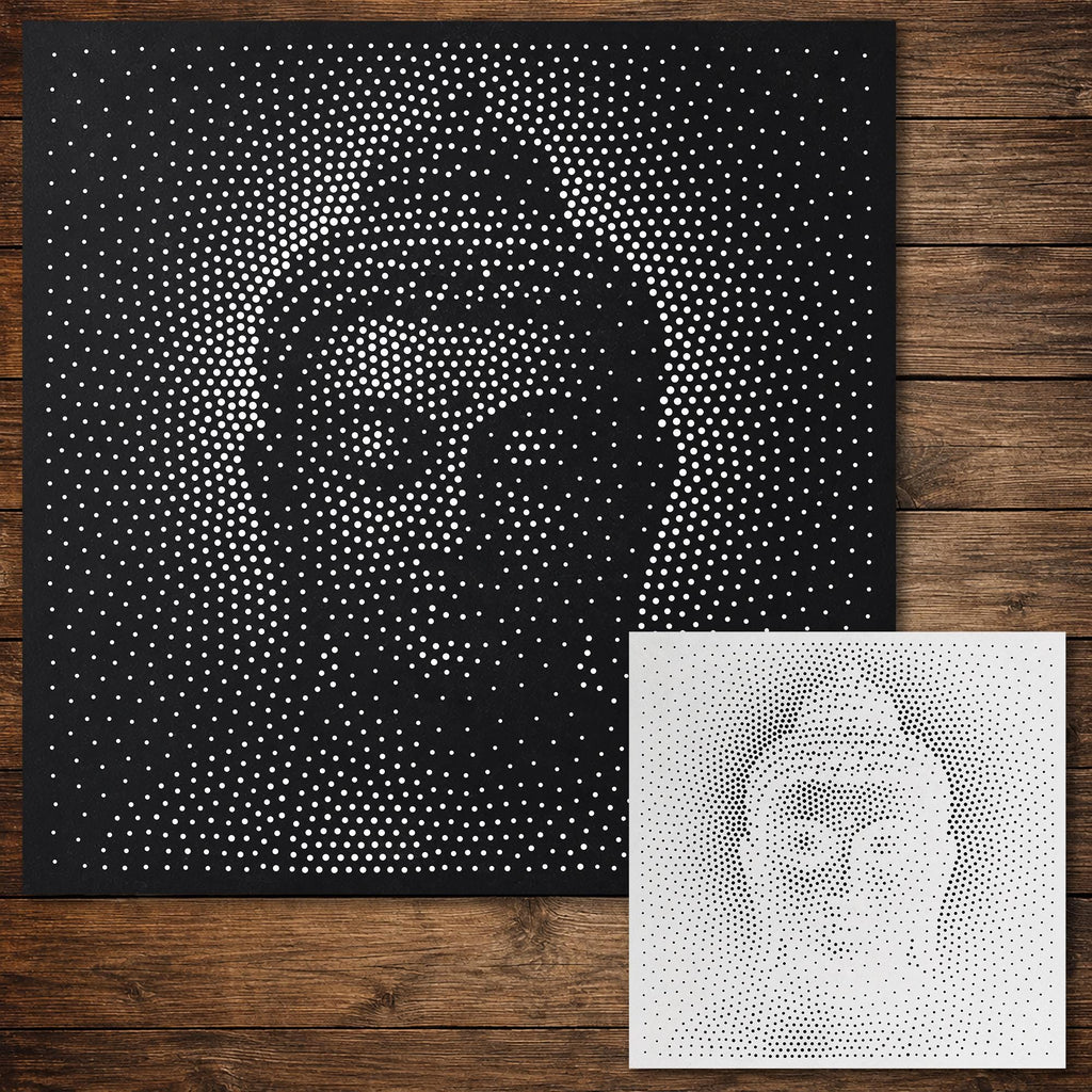 Buddha Face Stencil | Realistic & Highly Detailed DIY Mylar Wall Art, Stipple Art Crafts (Large - 300mm / 12" approx)