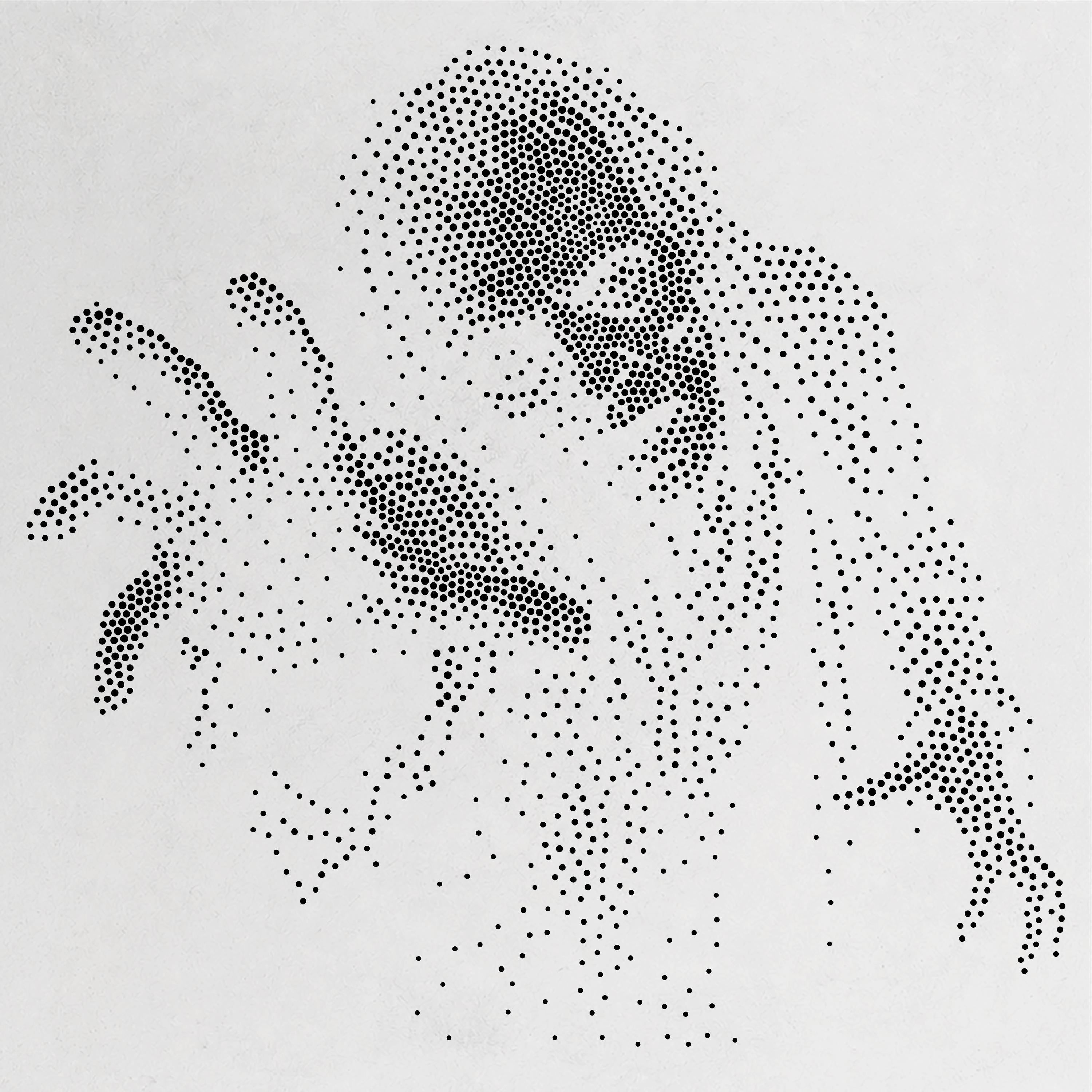 Male Zombie Reaching Forward Stipple Art Halloween Stencil | Realistic Mylar Wall Art, Crafts (Large - 300mm / 12" approx)