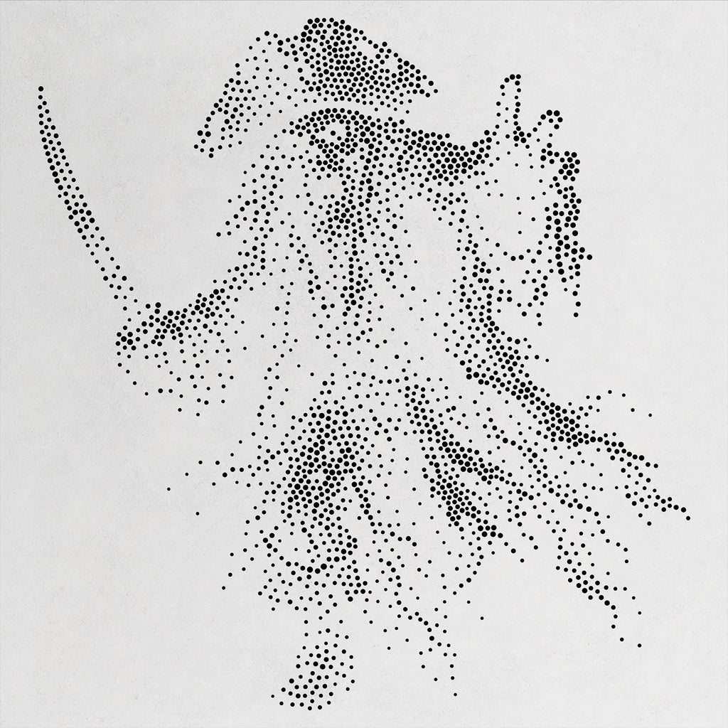 Undead Pirate Ghost Stipple Art Halloween Stencil | Realistic Mylar Wall Art, Crafts (Large - 300mm / 12" approx)