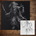 Undead Pirate Ghost Stipple Art Halloween Stencil | Realistic Mylar Wall Art, Crafts (Large - 300mm / 12" approx)