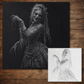 Victorian Lady Ghost Stipple Art Halloween Stencil | Realistic Mylar Wall Art, Crafts (Large - 300mm / 12" approx)
