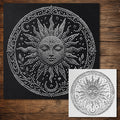 Celestial Sun and Moon Medallion Stipple Art Stencil | Realistic Mylar Wall Art, Crafts (Large - 300mm / 12" approx)