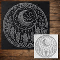 Moonlit Dreamcatcher Medallion Stipple Art Stencil | Realistic Mylar Wall Art, Crafts (Large - 300mm / 12" approx)