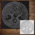 Intricate Yin Yang Tree Medallion Stipple Art Stencil | Realistic Mylar Wall Art, Crafts (Large - 300mm / 12" approx)