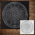 Sacred Geometry Flower Medallion Stipple Art Stencil | Realistic Mylar Wall Art, Crafts (Large - 300mm / 12" approx)