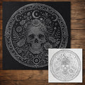 Wildflower Skull Medallion Stipple Art Stencil | Realistic Mylar Wall Art, Crafts (Large - 300mm / 12" approx)