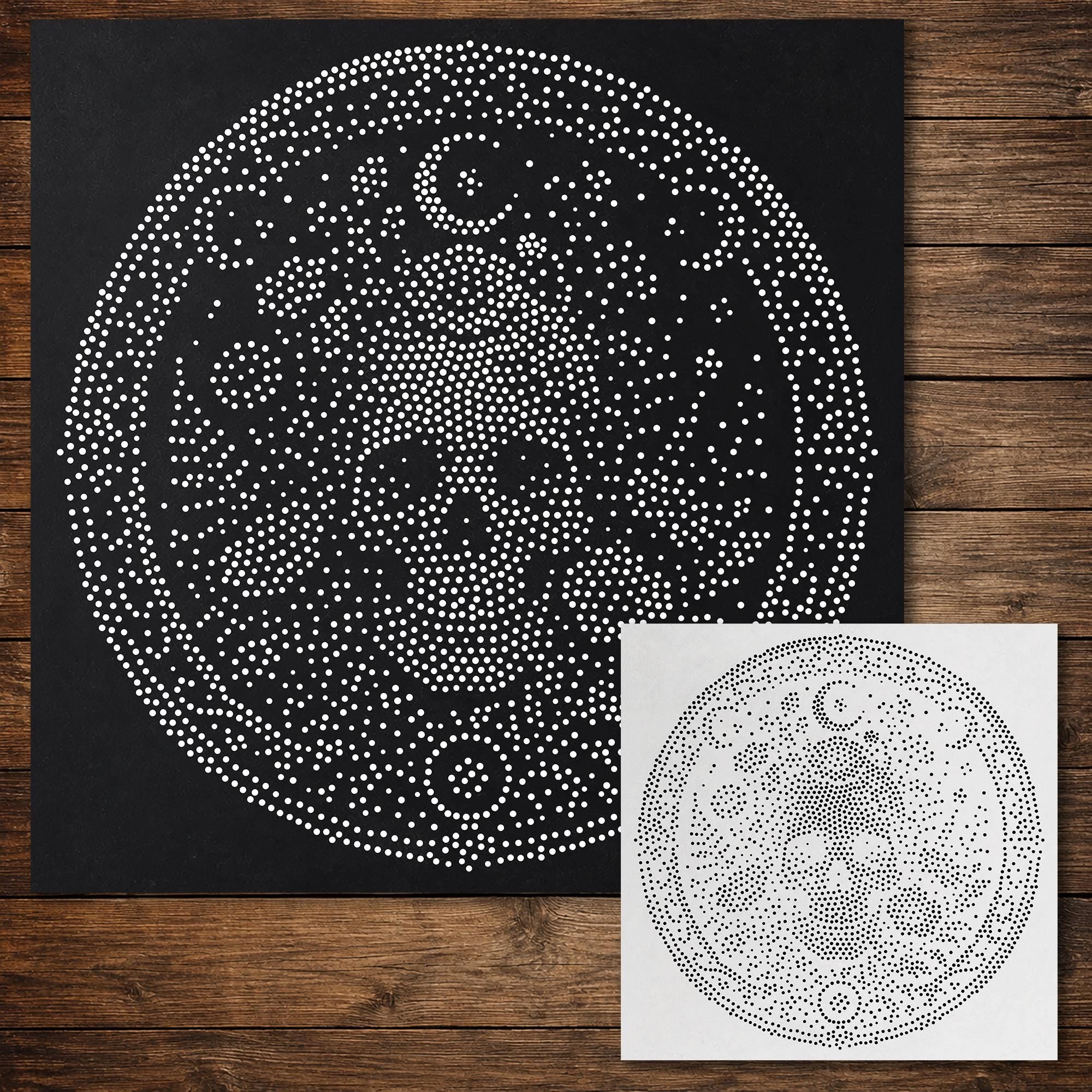 Wildflower Skull Medallion Stipple Art Stencil | Realistic Mylar Wall Art, Crafts (Large - 300mm / 12" approx)