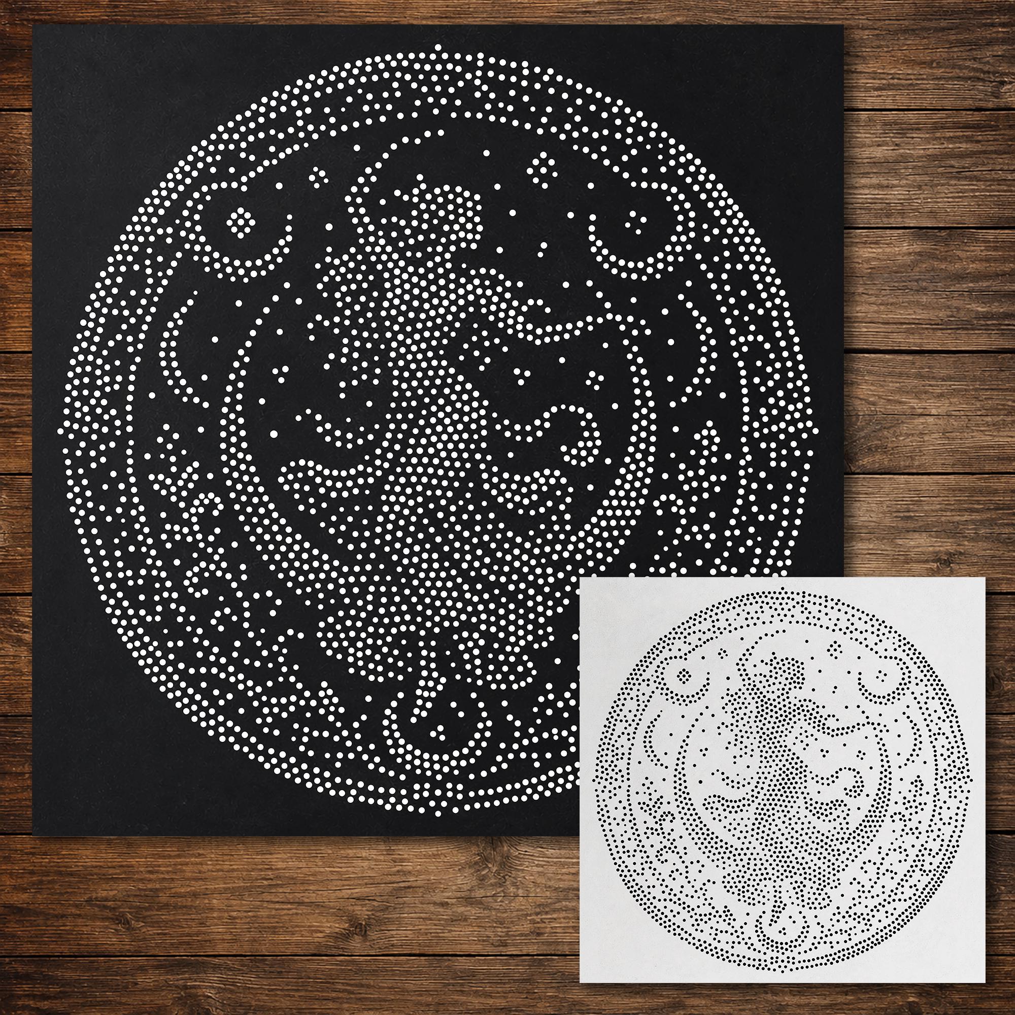 Dancing Woman Medallion Stipple Art Stencil | Realistic Mylar Wall Art, Crafts (Large - 300mm / 12" approx)