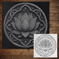 Lotus Flower Mandala Stipple Art Stencil | Realistic Mylar Wall Art, Crafts (Large - 300mm / 12" approx)