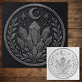 Celestial Crystal Medallion Stipple Art Stencil | Realistic Mylar Wall Art, Crafts (Large - 300mm / 12" approx)