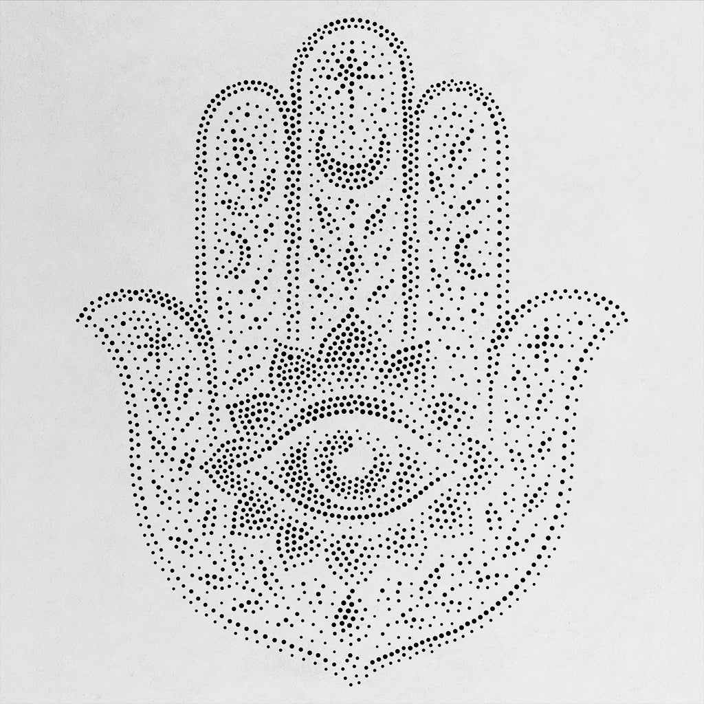 Hamsa Hand Stipple Art Stencil | Realistic Mylar Wall Art, Crafts (Large - 300mm / 12" approx)