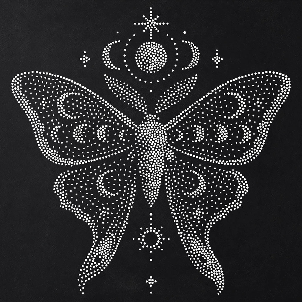 Celestial Moth Stipple Art Stencil | Realistic Mylar Wall Art, Crafts (Large - 300mm / 12" approx)
