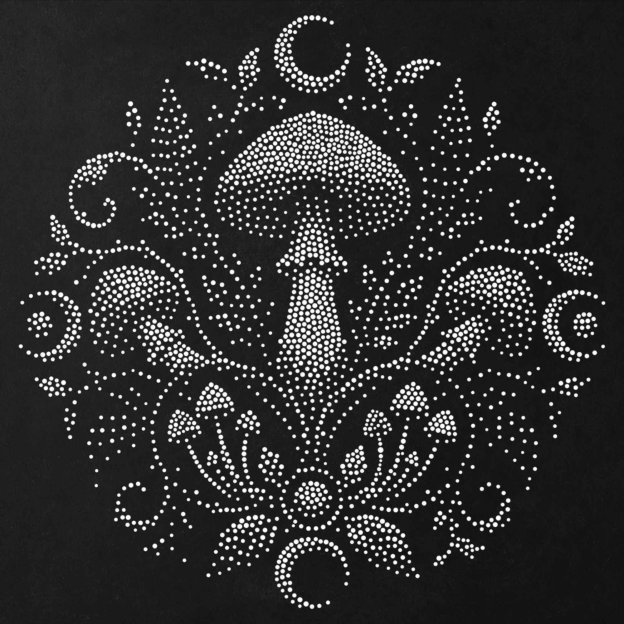 Mushroom Mandala Stipple Art Stencil | Realistic Mylar Wall Art, Crafts (Large - 300mm / 12" approx)