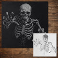 Skeleton Stipple Art Halloween Stencil | Realistic Mylar Wall Art, Crafts (Large - 300mm / 12" approx)