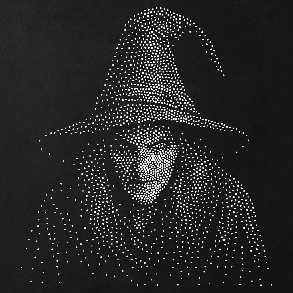 Witch Stipple Art Halloween Stencil | Realistic Mylar Wall Art, Crafts (Large - 300mm / 12" approx)