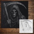 Skeleton Grim Reaper Stipple Art Halloween Stencil | Realistic Mylar Wall Art, Crafts (Large - 300mm / 12" approx)