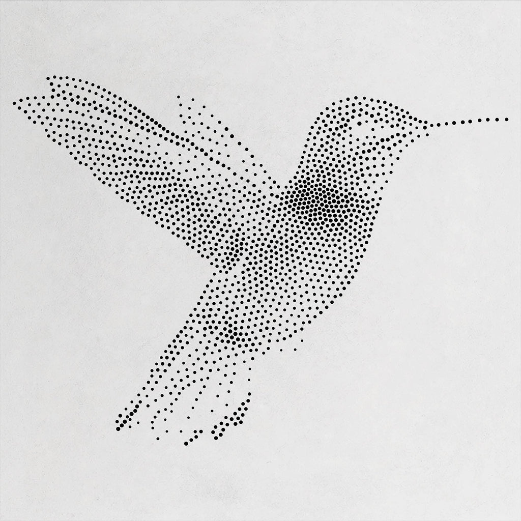 Hummingbird Stipple Art Stencil | Realistic Mylar Wall Art, Crafts (Large - 300mm / 12" approx)