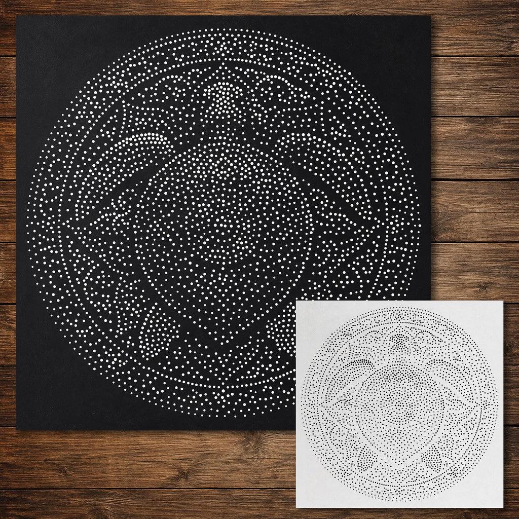 Sea Turtle Mandala Stipple Art Stencil | Realistic Mylar Wall Art, Crafts (Large - 300mm / 12" approx)