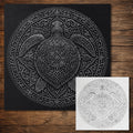 Sea Turtle Mandala Stipple Art Stencil | Realistic Mylar Wall Art, Crafts (Large - 300mm / 12" approx)