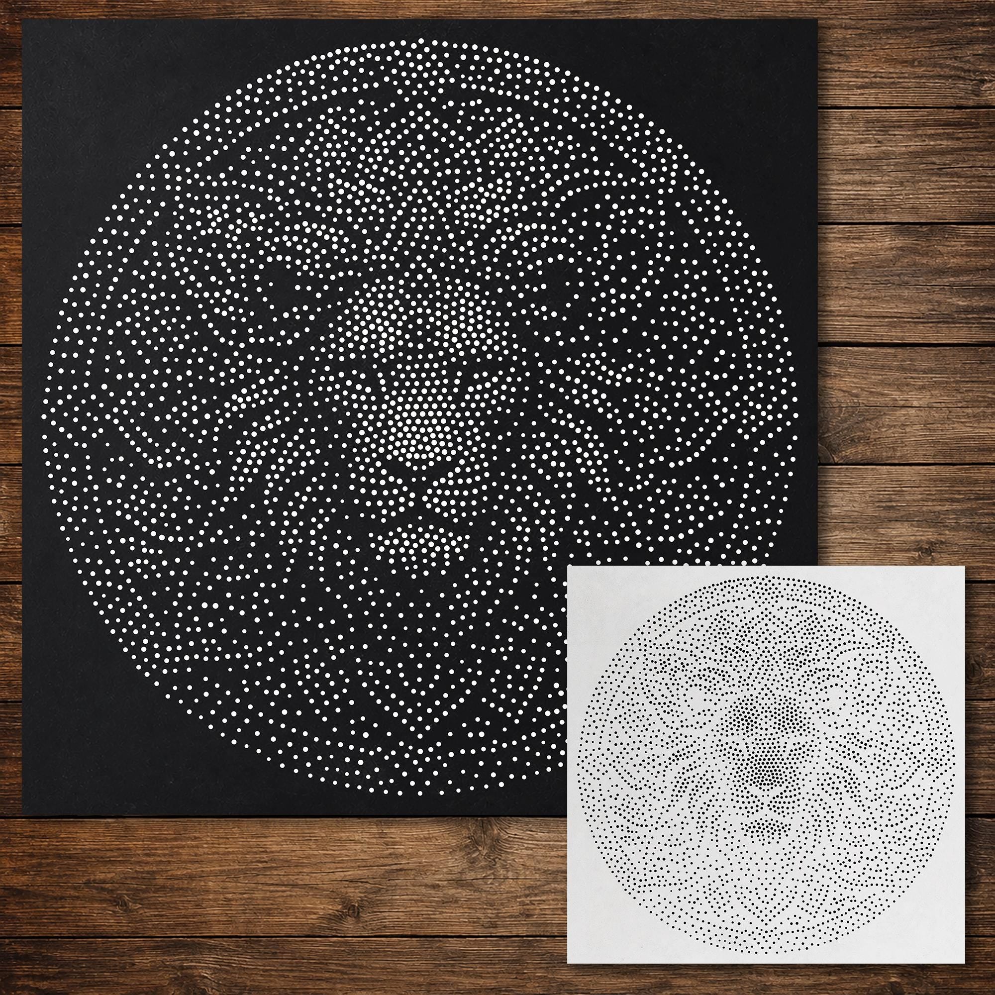 Lion Mandala Stipple Art Stencil | Realistic Mylar Wall Art, Crafts (Large - 300mm / 12" approx)
