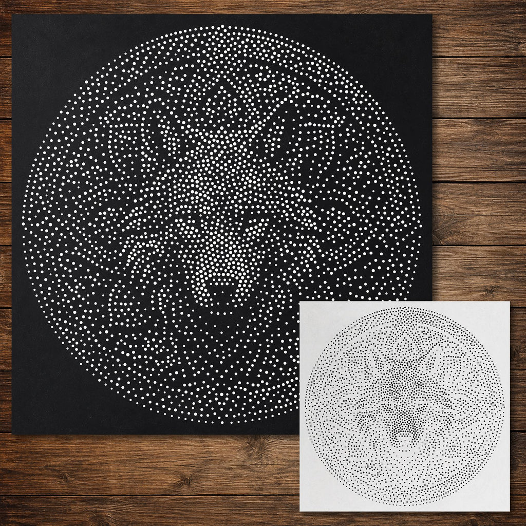 Wolf Mandala Stipple Art Stencil | Realistic Mylar Wall Art, Crafts (Large - 300mm / 12" approx)