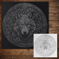 Wolf Mandala Stipple Art Stencil | Realistic Mylar Wall Art, Crafts (Large - 300mm / 12" approx)