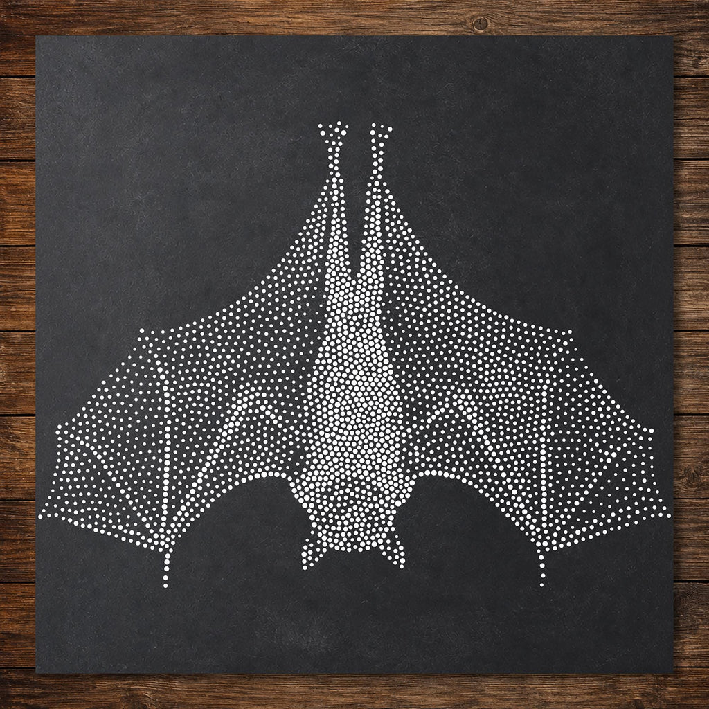 Realistic Bat Stencil | Highly Detailed DIY Mylar Wall Art, Stipple Art Crafts (Large - 300mm / 12" approx)