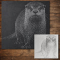 Realistic Otter Stencil | Highly Detailed DIY Mylar Wall Art, Stipple Art Crafts (Large - 300mm / 12" approx)