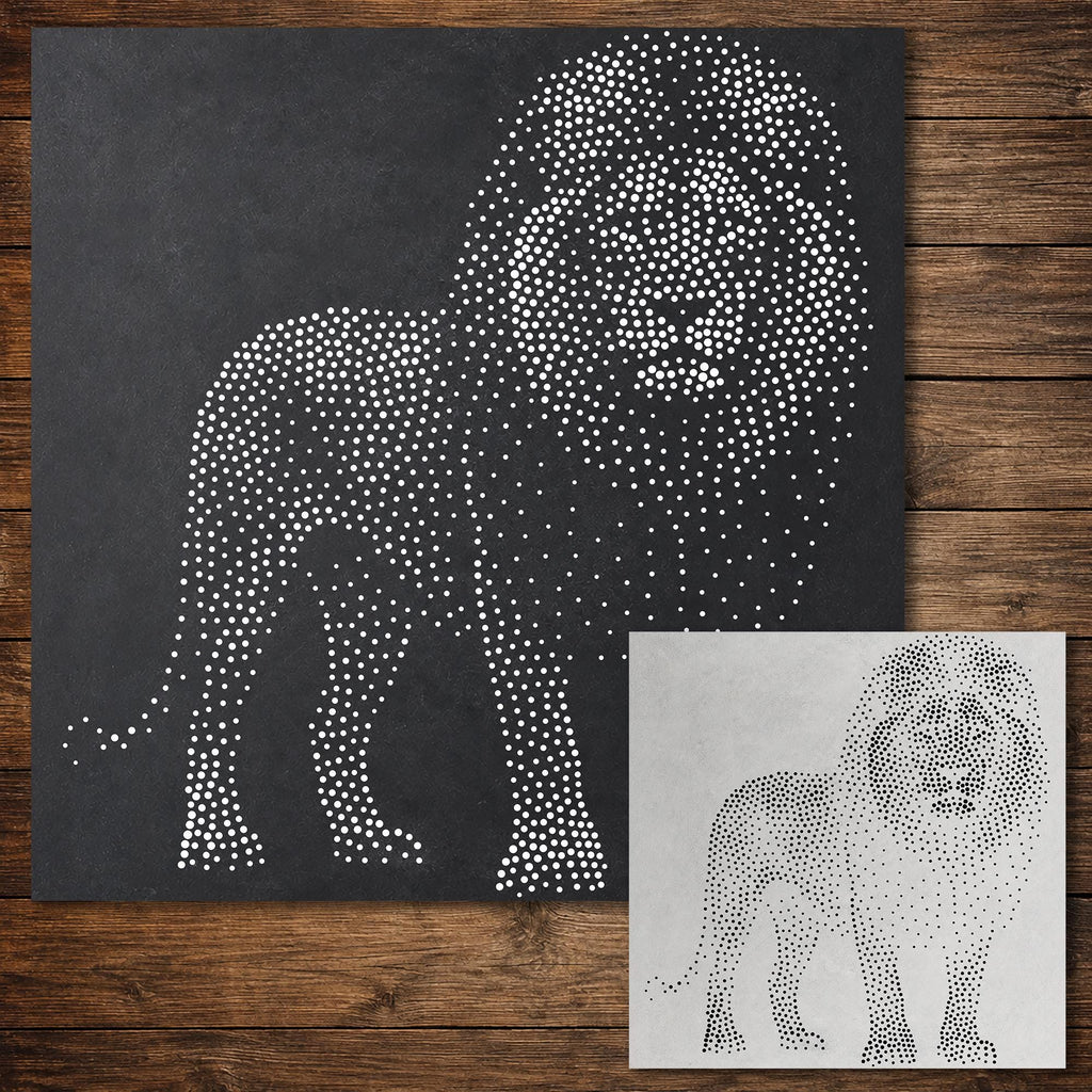 Realistic Lion Stencil | Highly Detailed DIY Mylar Wall Art, Stipple Art Crafts (Large - 300mm / 12" approx)