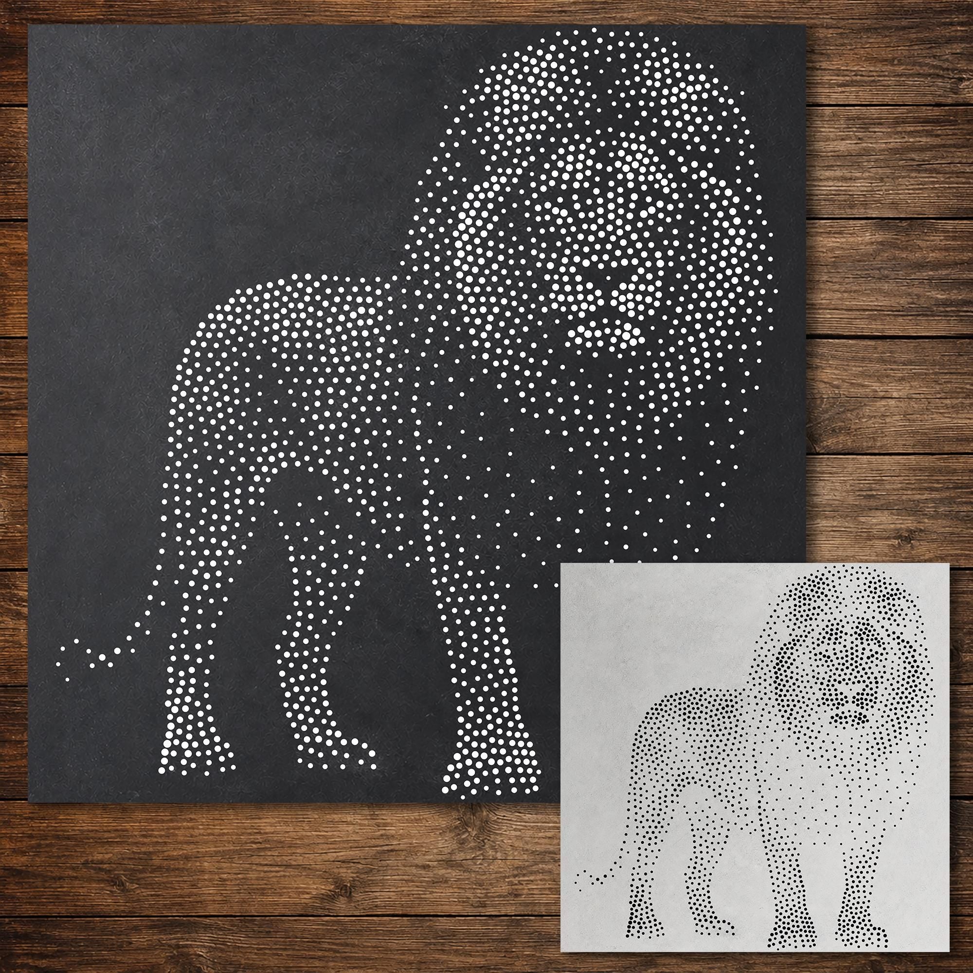Realistic Lion Stencil | Highly Detailed DIY Mylar Wall Art, Stipple Art Crafts (Large - 300mm / 12" approx)