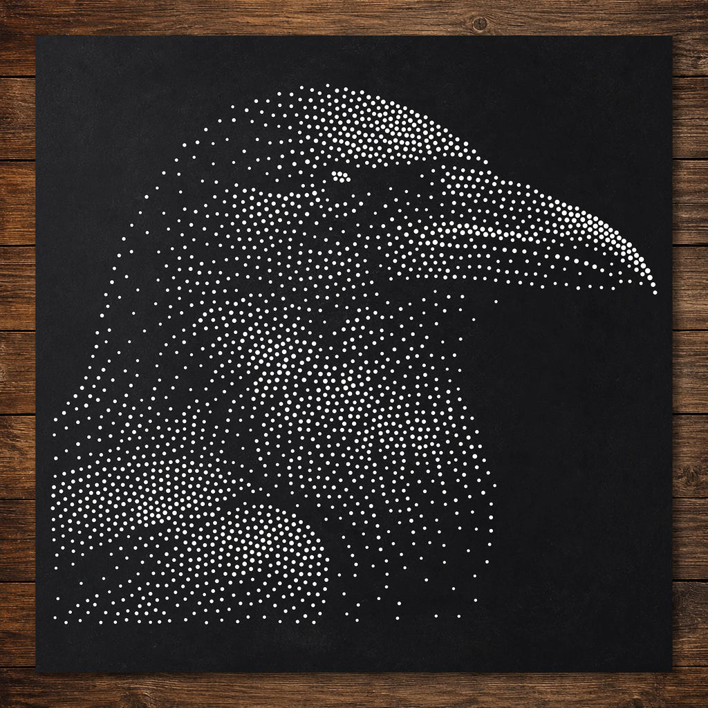 Crow Bird Stipple Art Stencil | Realistic Mylar Wall Art, Crafts (Large - 300mm / 12" approx)