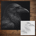 Crow Bird Stipple Art Stencil | Realistic Mylar Wall Art, Crafts (Large - 300mm / 12" approx)