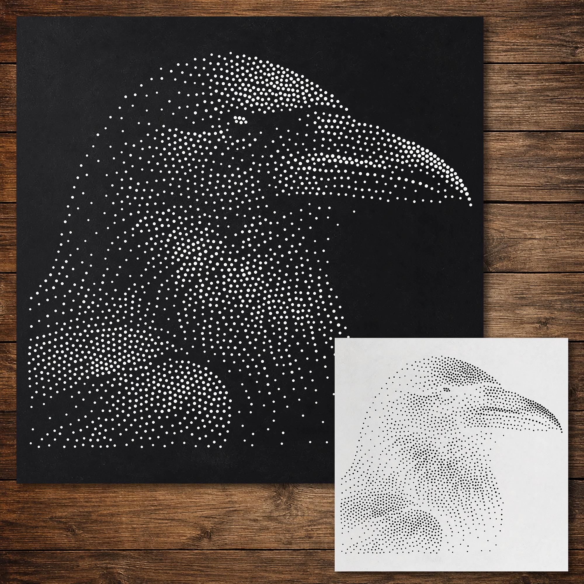 Crow Bird Stipple Art Stencil | Realistic Mylar Wall Art, Crafts (Large - 300mm / 12" approx)