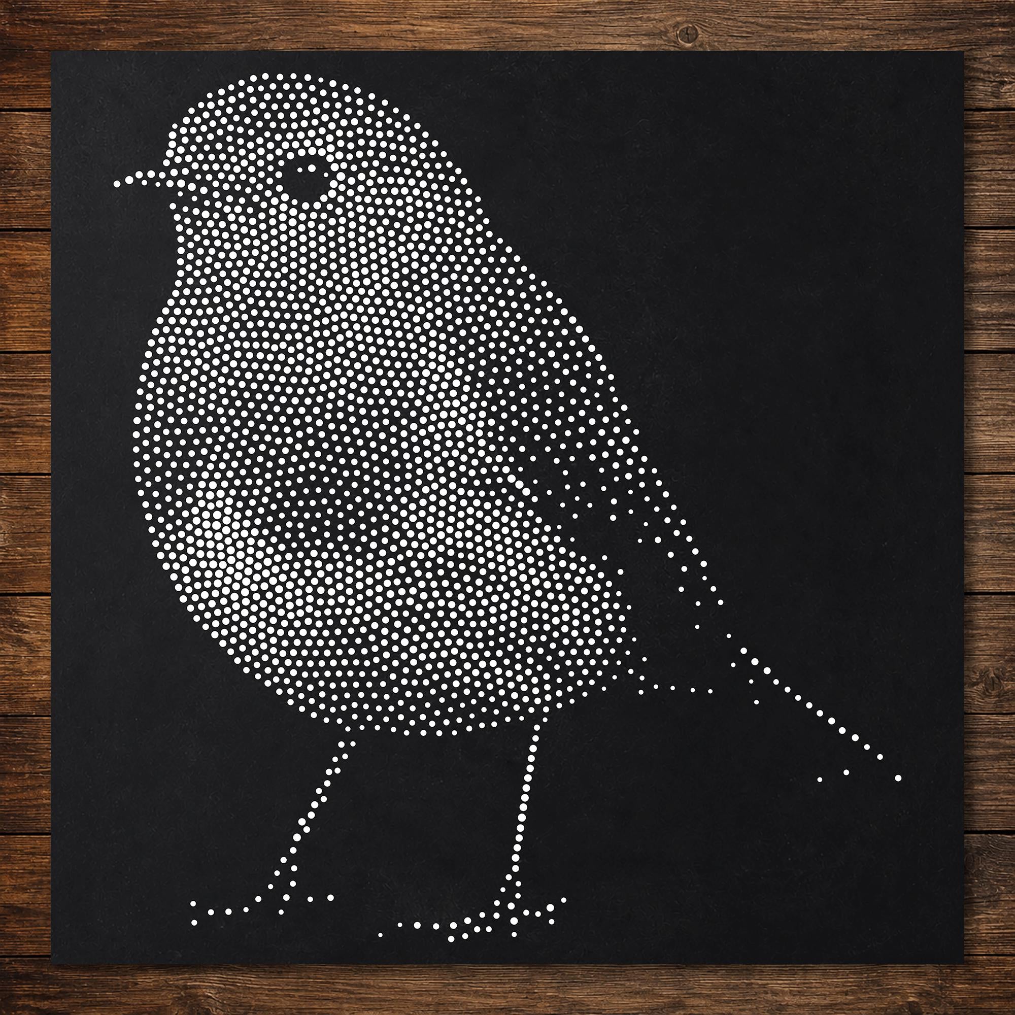 Robin Bird Stipple Art Stencil | Realistic Mylar Wall Art, Crafts (Large - 300mm / 12" approx)