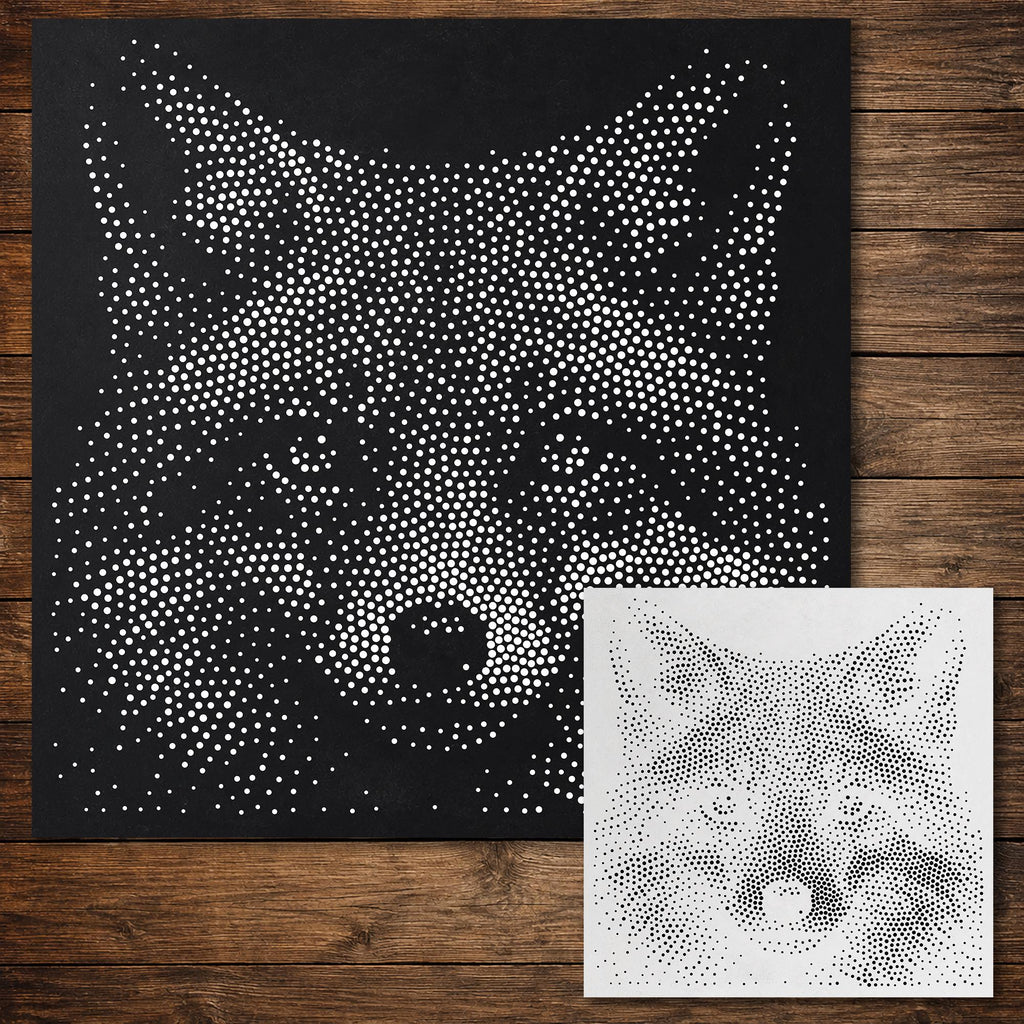 Fox Stipple Art Stencil | Realistic Mylar Wall Art, Crafts (Large - 300mm / 12" approx)