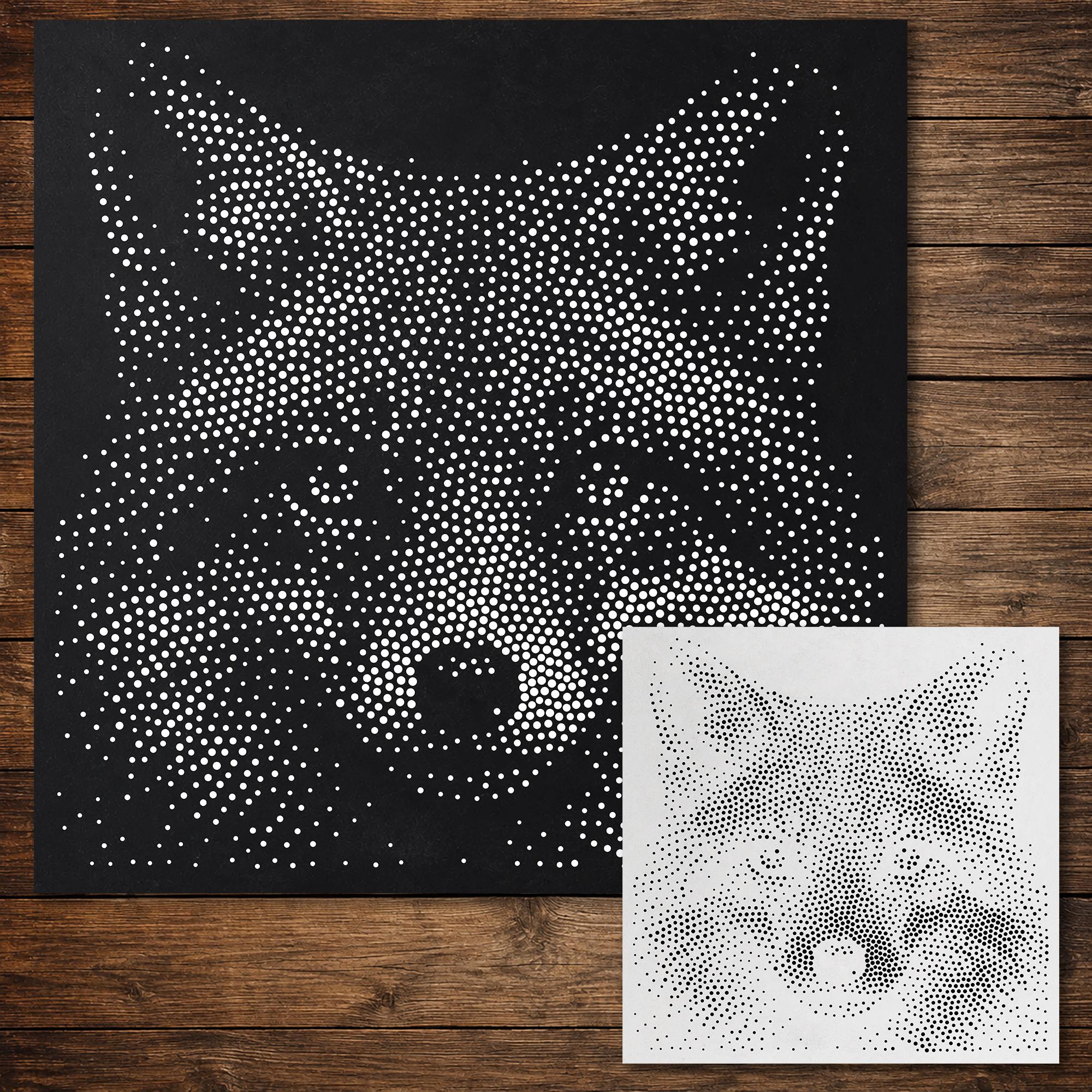 Fox Stipple Art Stencil | Realistic Mylar Wall Art, Crafts (Large - 300mm / 12" approx)