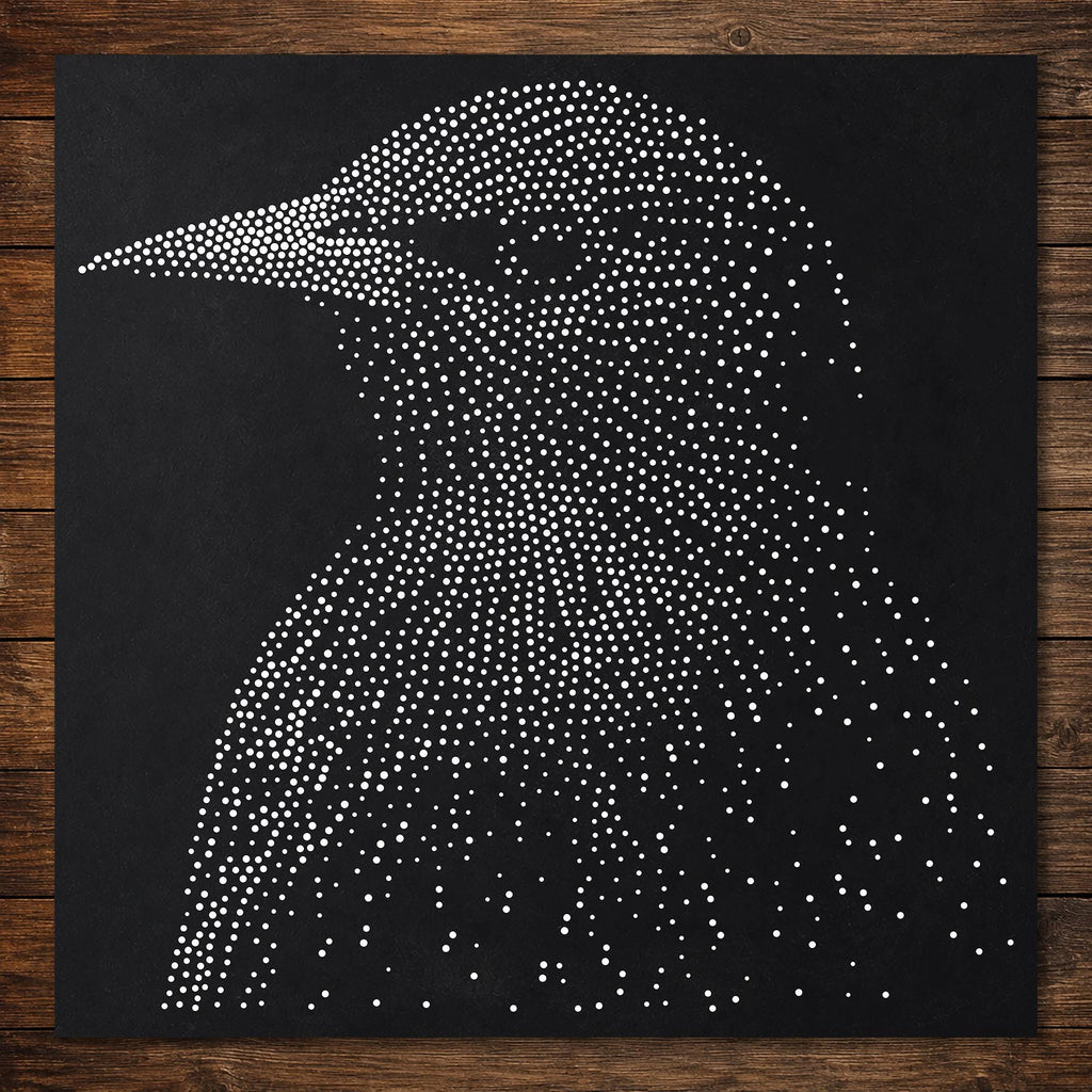 Starling Bird Stipple Art Stencil | Realistic Animal Mylar Craft Stencil (Large - 300mm / 12" approx)