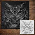 Realistic Owl Head Stipple Art Mylar Stencil | Wildlife Wall Art, Crafts (Large - 300mm / 12" approx)