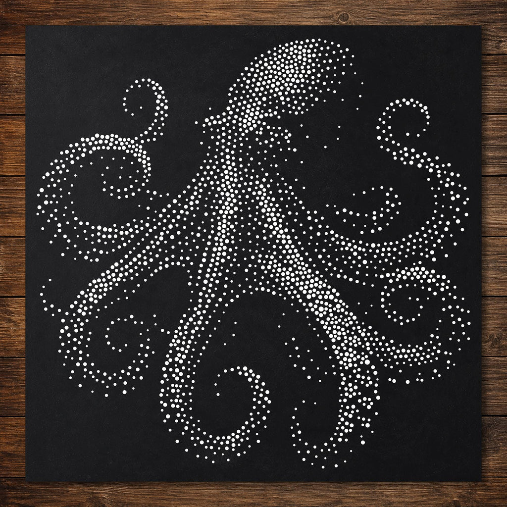 Octopus Stipple Art Stencil | Realistic Mylar Wildlife Wall Art Crafts (Large - 300mm / 12" approx)