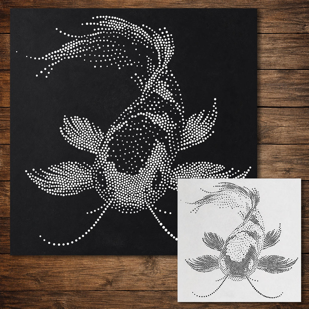 Realistic Koi Carp Stencil | Mylar Stipple Art for Wall Crafts (Large - 300mm / 12" approx)