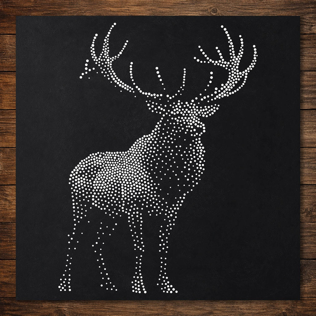 Bull Elk Stipple Art Stencil | Realistic Wildlife Mylar Craft Stencil (Large - 300mm / 12" approx)