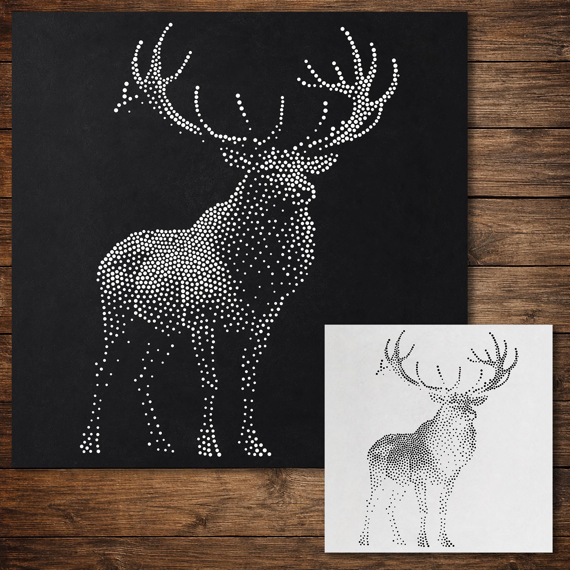 Bull Elk Stipple Art Stencil | Realistic Wildlife Mylar Craft Stencil (Large - 300mm / 12" approx)
