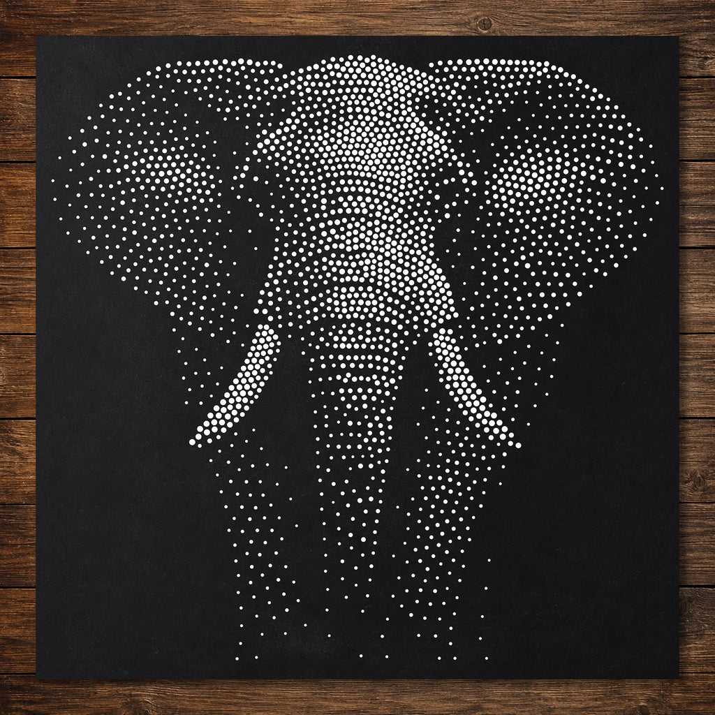 Realistic Elephant Stipple Art Stencil | Reusable Mylar Wall Crafts (Large - 300mm / 12" approx)