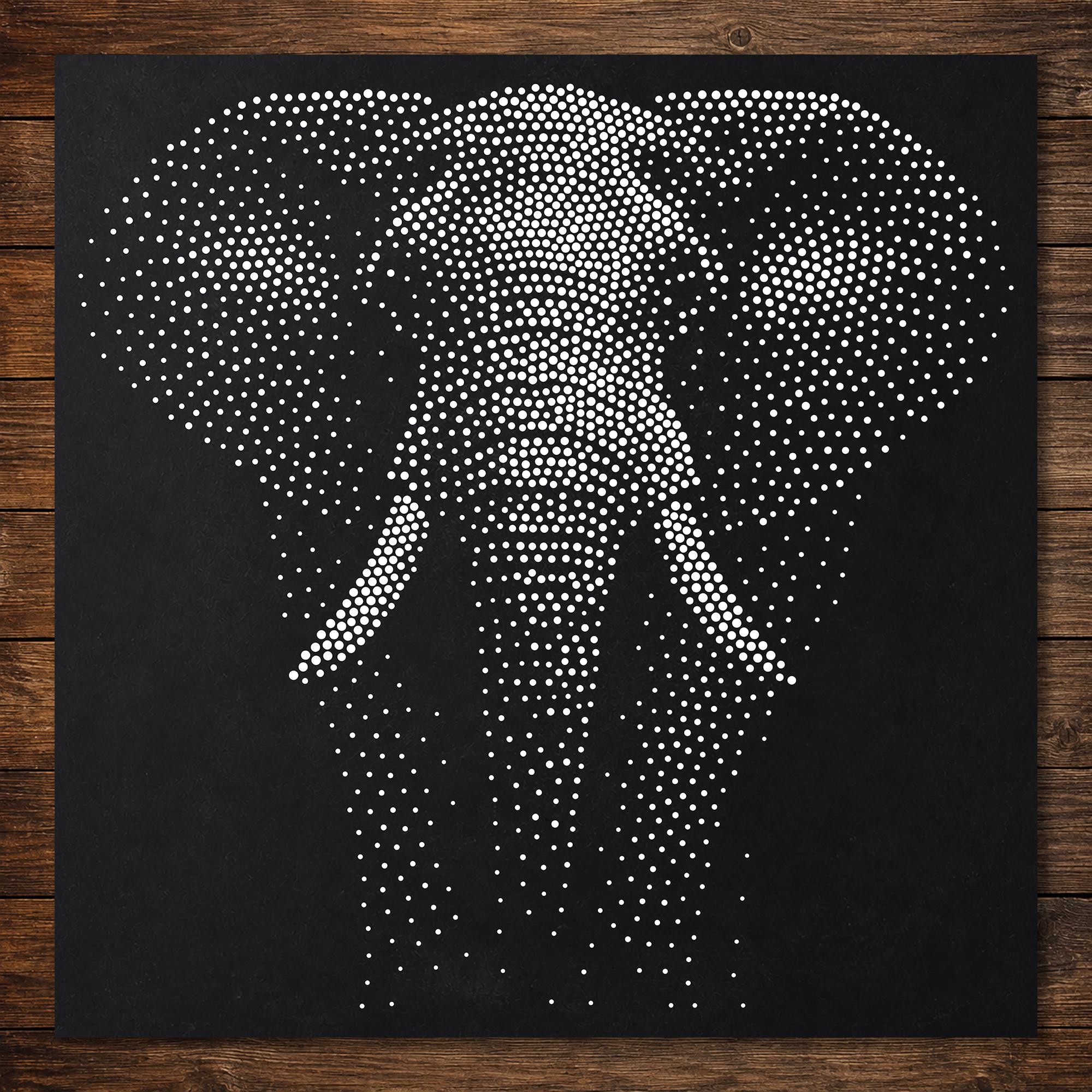 Realistic Elephant Stipple Art Stencil | Reusable Mylar Wall Crafts (Large - 300mm / 12" approx)