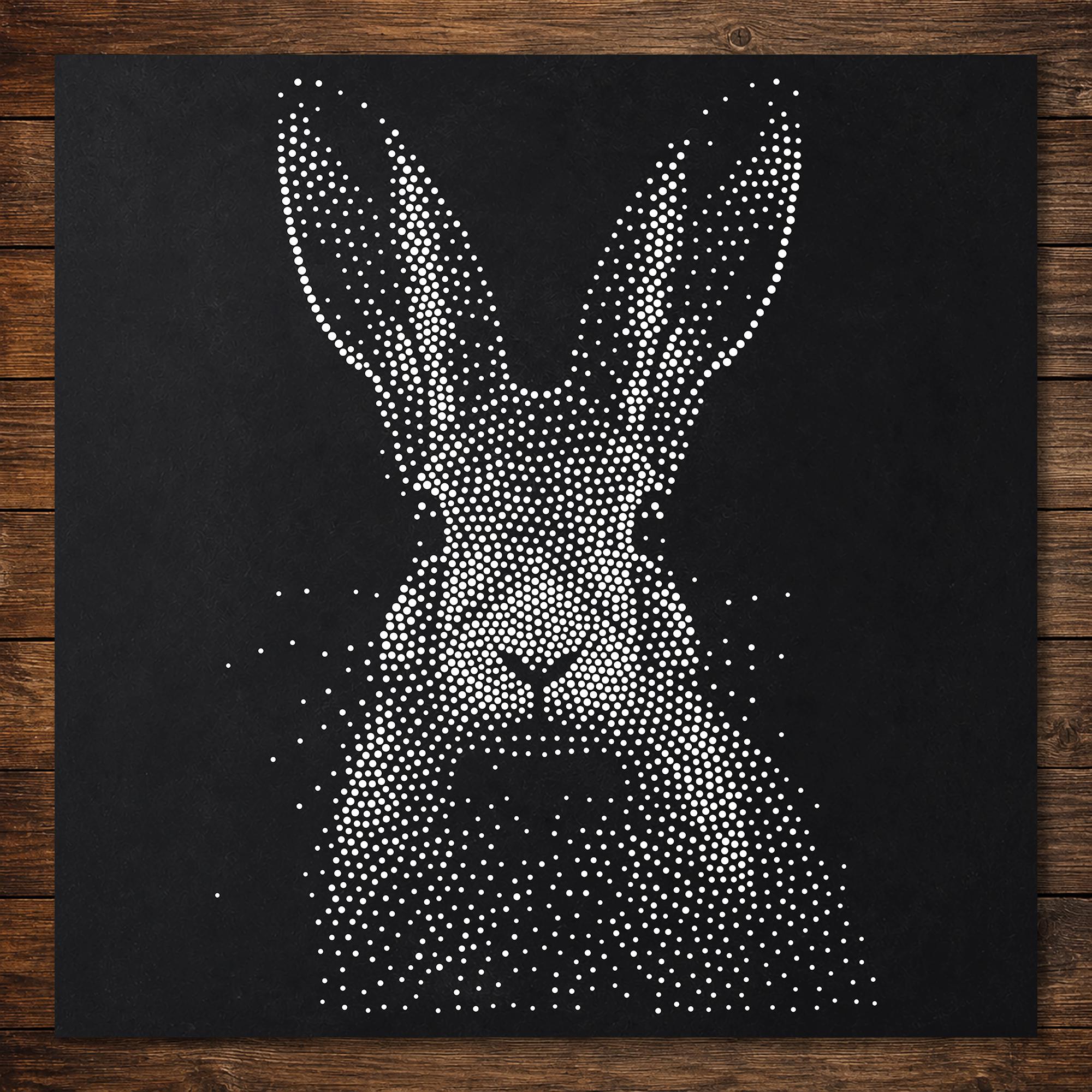 Realistic Hare Stipple Art Stencil | Reusable Mylar Wall Art, Crafts (Large - 300mm / 12" approx)