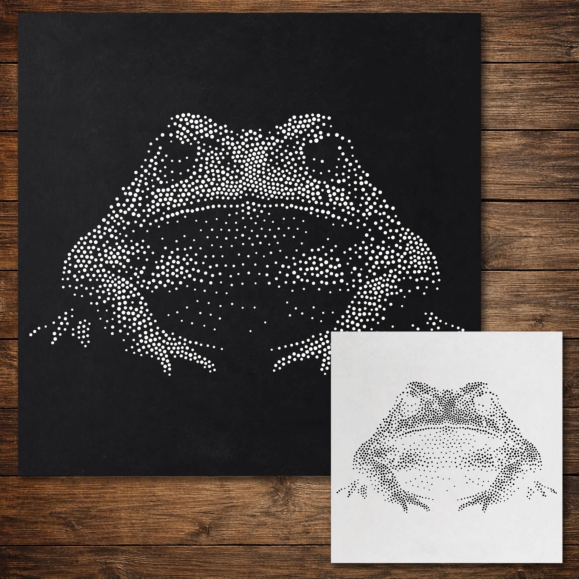Realistic Toad Stipple Art Stencil | Reusable Mylar Wall Crafts (Large - 300mm / 12" approx)