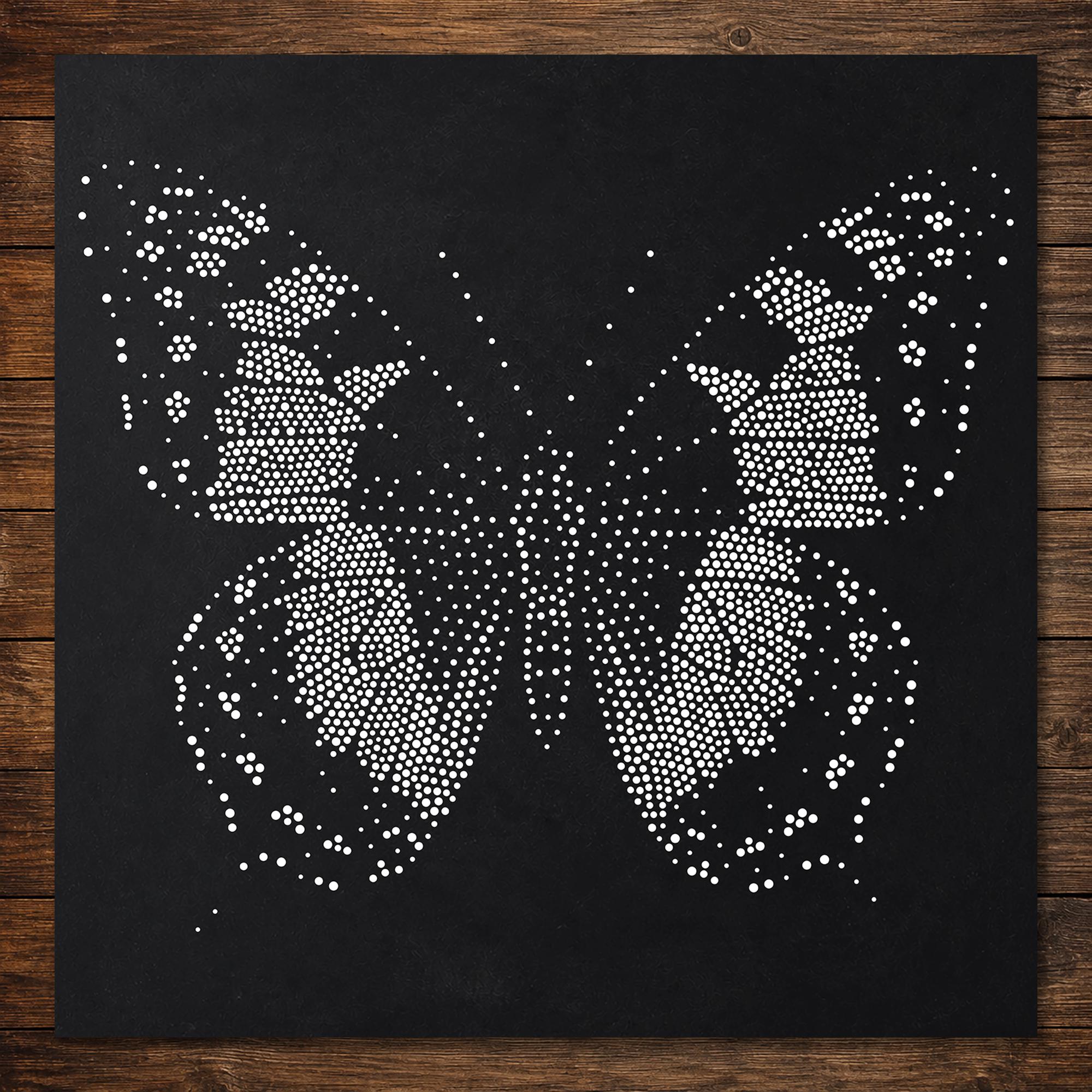 Butterfly Stipple Art Stencil | Realistic Mylar Wall Art, Crafts (Large - 300mm / 12" approx)