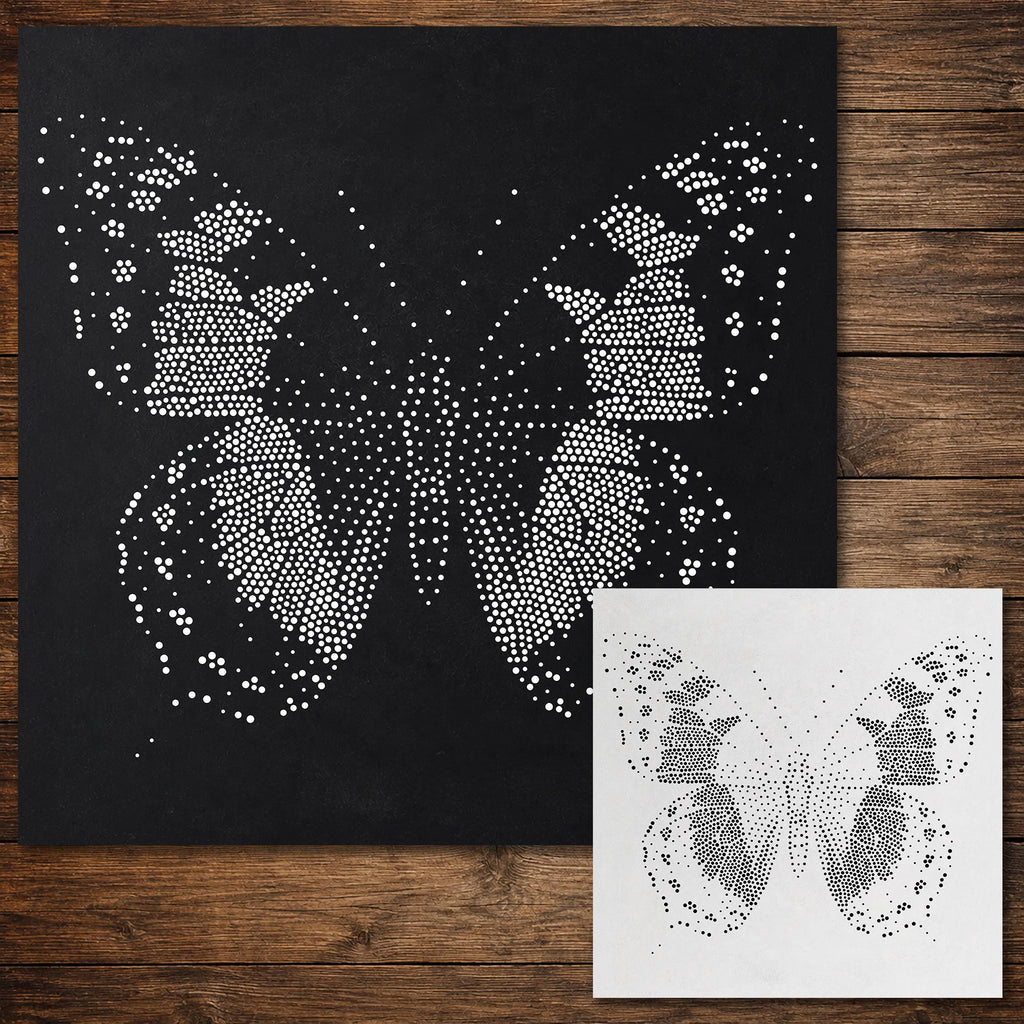 Butterfly Stipple Art Stencil | Realistic Mylar Wall Art, Crafts (Large - 300mm / 12" approx)